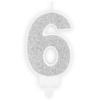 Number Candle - 6 - Silver
